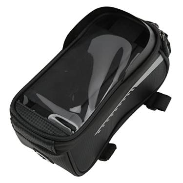 Imagem de SPYMINNPOO Bolsa de tubo superior de bicicleta, bolsa impermeável para quadro frontal de bicicleta, bolsa para celular com tela sensível ao toque para telefones abaixo de 16,5 cm/6,5 pol