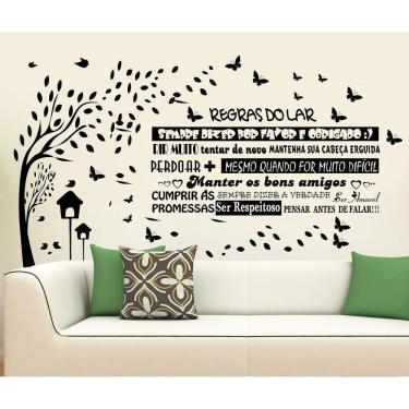 Imagem de Adesivo Decorativo Parede Arvore E Frase Para Regra Do Lar