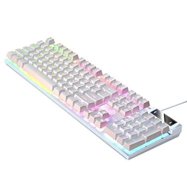 Imagem de de mecânico RGB retroiluminado USB confortável controles multimídia para desktop, BRANCO