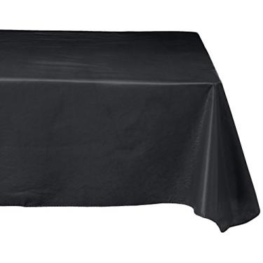 Imagem de Carnation Home Fashions Toalha de mesa de vinil com forro de flanela de poliéster, 132 cm, preta