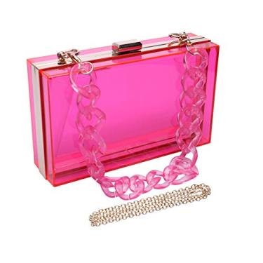 Imagem de Bolsa feminina de acrílico transparente dourada para noite, bolsa de mão vintage para banquete, rosa