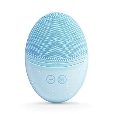 Imagem de EZBASICS Escova de limpeza facial, escova de rosto vibratória sônica à prova d'água para limpeza profunda, esfoliação e massagem suave, carregamento indutivo (azul)