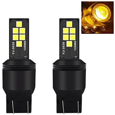 Imagem de SOCAL-LED 7440 7443 Lâmpada de pisca LED amarelo avançada 3030 SMD brilhante colorida DRL lâmpada de freio lanterna traseira de estacionamento, pacote de 2