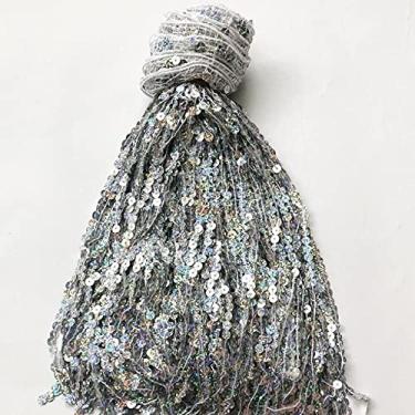 Imagem de 6,5 jardas 30 cm de largura glitter 7 mm lantejoulas borla franja aparar tecido de renda saias de dança de palco latino roupas acessórios diy, d