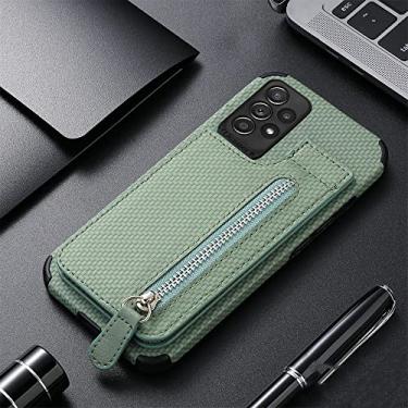 Imagem de Ímã para Samsung Galaxy A53 A73 M53 M33 A12 A32 A52S A72 A51 A31 M12 M22 M32 Zipper Bolso Flip Carteira Capa, Verde, Para A32 (5G)