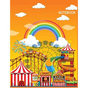 Imagem de Notebook: Amusement park scene at daytime with rainbow in the sky - Large 8.5 x 11 - College Ruled 120 Pages