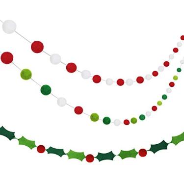 Imagem de Faixa de feltro para guirlanda de bola de feltro para férias azevinho e bagas faixa de feltro pompom decoração de natal