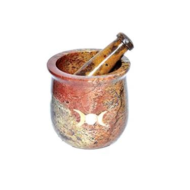 Imagem de Pearl Inlain Conjunto de morteiro e pilão com pedra de sabão de lua tripla