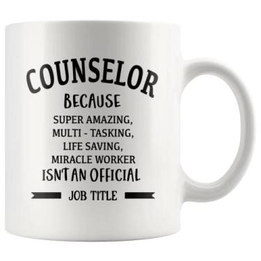 Imagem de Caneca de cerâmica Counselor Because Miracle Worker Isn't An Official Job Title Mental The School Guidance Teacher 325 ml branca