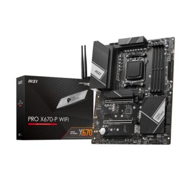 Imagem de MSI Placa mãe PRO X670-P WiFi ProSeries (AMD AM5, DDR5, PCIe 4.0, SATA 6Gb/s, M.2, USB 3.2 Gen 2, Wi-Fi 6E, HDMI/DP, ATX), Modelo: 7D67-008R, Cor: Preto