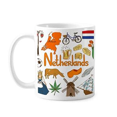 Imagem de Caneca de cerâmica com bandeira nacional dos Países Baixos Landscap Animals Cerâmica Copo de porcelana