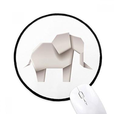 Imagem de DIYthinker Tapete de mouse origami geométrico abstrato elefante padrão desktop escritório tapete redondo para computador