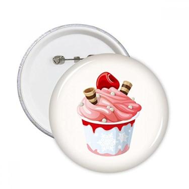 Imagem de Alfinetes redondos sabor cereja rosa doce sorvete botão decoração de roupas 5 peças presente