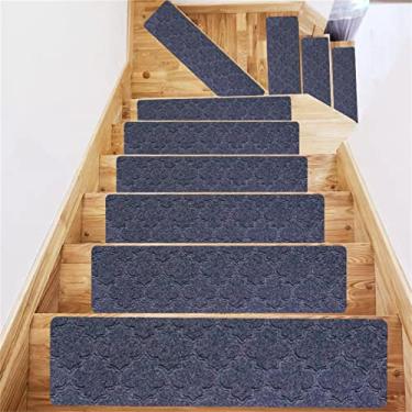 Imagem de CQSJX 10 peças tapetes de piso de escada antiderrapantes autoadesivos protetores de escada com adesivo reutilizável para decoração de escadas de casa, cinza, 76 cm x 20,3 cm