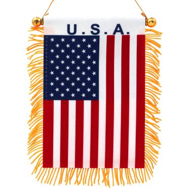 Imagem de Anley 4 "X 6" EUA Fringy Window Hanging Flag - Mini bandeira e espelho retrovisor - Franjas e dupla face - Bandeira do retrovisor americano com ventosa
