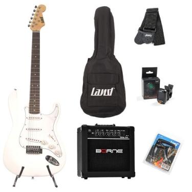 Imagem de Kit Guitarra Stratocaster Land L-G1 Wh + Capa + Acessórios