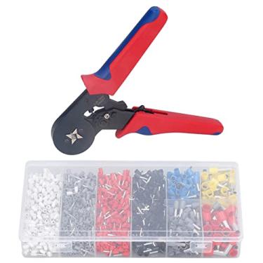 Imagem de 1800 pçs/conjunto Kit de ferramentas de crimpagem de virola AWG 23-7 Alicate de crimpagem com kit de virolas de fio Terminais de extremidade de fio Conjunto de ferramentas de catraca ajustável de crimpagem portátil para eletricistas
