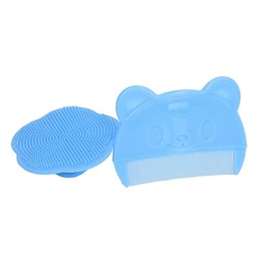 Imagem de Escova de Banho para Recém-nascidos, Escova de Banho para Bebês Lavável Caixa de Armazenamento de Dentes Finos para Chuveiro (Azul)