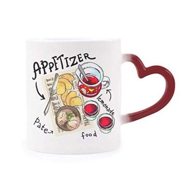 Imagem de Caneca Appetizer Lemonade Steak France sensível ao calor Caneca vermelha que muda de cor