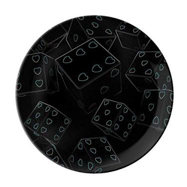 Imagem de Prato de ilustração de dados de jogos de coração decorativo de porcelana Salver louças de jantar