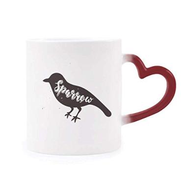 Imagem de Sparrow Caneca preta e branca Animal sensível ao calor Caneca vermelha que muda de cor