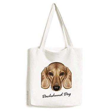 Imagem de Bolsa de lona marrom com perna curta Dachshund Dog Animal Sacola de compras casual