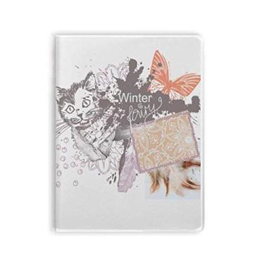 Imagem de Caderno de giz pequeno e borboleta com pintura a tinta capa de goma Diário de capa macia