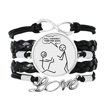 Imagem de OFFbb-USA Line Man Body Joint Leg Art Deco Presente Fashion Pulseira Amor Acessório de Couro Trançado Corda Pulseira Presente