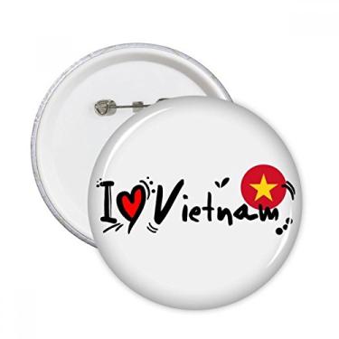 Imagem de I Love Vietnam Palavra Bandeira Love Coração Ilustração Pinos Redondos Emblema Decoração Roupas 5 peças Presente