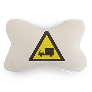 Imagem de DIYthinker Símbolo de aviso amarelo preto caminhão triângulo carro decoração pescoço almofada almofada almofada apoio de cabeça