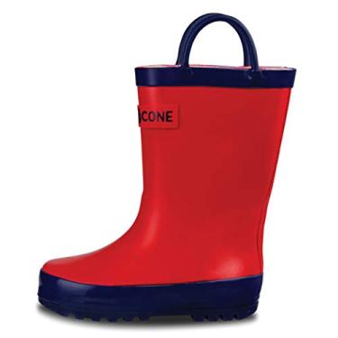 Imagem de Botas de chuva infantis Lone Cone para meninas e meninos – Botas de chuva infantis de borracha natural à prova d'água com sola antiderrapante e alças fáceis de puxar – designs sólidos, padrões e