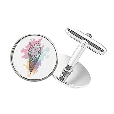 Imagem de DIYthinker Abotoaduras em forma de barra, cones de gelo, botão redondo