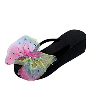 Imagem de Chinelo feminino praia verão casual sandálias verão lantejoulas laço moda casual chinelos femininos (multicolorido, 9)