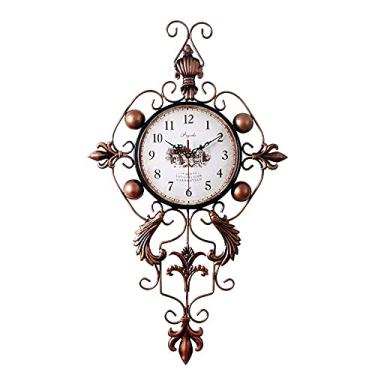 Imagem de TRFAN GZ Relógio de parede, arte de pendurar na parede vintage metal relógio criativo decoração de casa relógio de parede mudo relógio eletrônico relógio de quartzo/marrom 44x75cm decoração