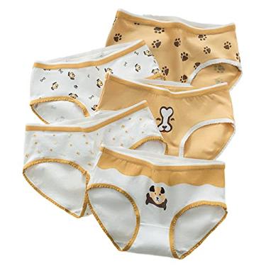 Imagem de SINMIUANIME Calcinha feminina com estampa de anime, roupa íntima respirável de algodão, lingerie sexy, cosplay, pacote com 5, Estampa de cachorro, G