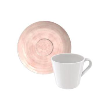 Imagem de Conjunto Xícara E Pires De Chá Tramontina Rosé Em Porcelana