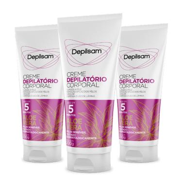 Imagem de Kit Creme Depilatório Corporal Depilsam Aloe Vera 200G com 3 unidades