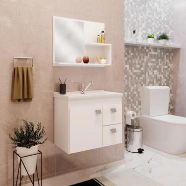 Imagem de Gabinete Banheiro Espelheira Com Pia 55 Cm Isa Mgm Branco - Mgm Móveis
