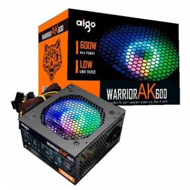 Imagem de Fonte de Energia Aigo AK600 600W real / ATX / PFC Ativo / 220v