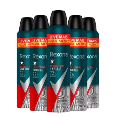 Imagem de Kit Desodorante Rexona Aerosol Antibacterial Invisible 250ml - 5 Unidades