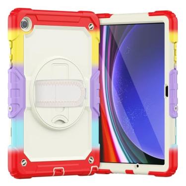 Imagem de Capa para Samsung Galaxy Tab A9 Plus de 11 polegadas SM-X210/X216/218 Capa macia de silicone resistente à prova de choque com suporte embutido alça de mão de 360° para capa SM A9 Plus (vermelho camuflado)
