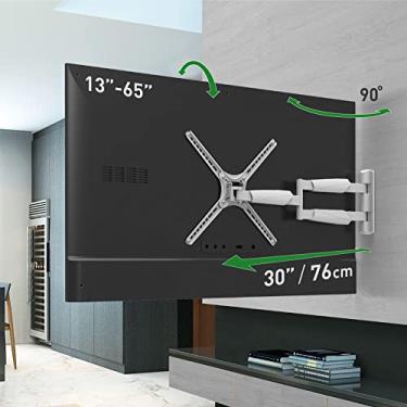 Imagem de Barkan Suporte de parede de TV branco longo, articulado com movimento total de 13 a 65 polegadas - 4 movimentos, suporte de tela plana/curvada, suporta até 35,8 kg, extremamente extensível, serve para LED OLED LCD (BM343XLW)