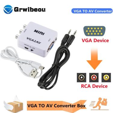 Imagem de Grwibeou-Mini VGA ao conversor AV  RCA ao conversor de vídeo VGA  áudio de 3 5mm  apto para PC para