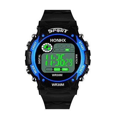 Imagem de Relógio analógico masculino de quartzo digital com alarme de LED de pulso relógio masculino de titânio, Azul, One Size, Relógio analógico, digital