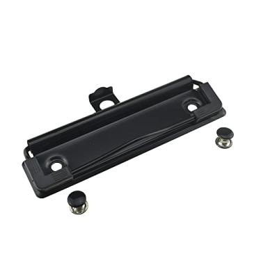 Imagem de HAHIYO Prancheta de metal preto de 10 cm com punhos de borracha, pacote com 6 molas fortes montáveis com rebites, arquivo de documentos, madeira, plástico, placa para escritório, escola, casa