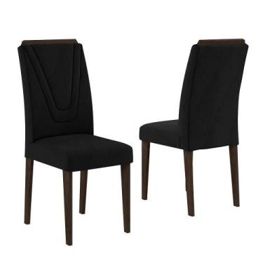 Imagem de Conjunto 2 Cadeiras Lima Imbuia/ Preto - Moveis Arapongas