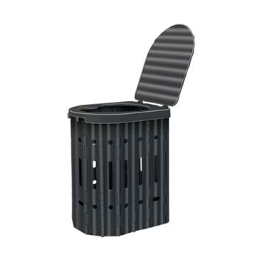 Imagem de JUSHZ Sanita de campismo portátil para adultos sanitários portáteis sacos de exterior balde para casa interior idosos cabeceira exterior uso de carro dobrável (preto, 27 x 33 x 41 cm)