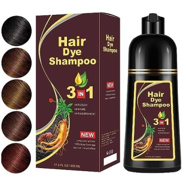 Imagem de Xampu permanente de 500 ml, orgânico, natural, tintura de cabelo rápido, essência vegetal, xampu de tintura de cabelo preto para mulheres e homens, cobertura de cabelo grisalho, coloração instantânea