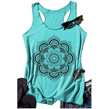 Imagem de GEMLON Camiseta regata feminina de verão sem mangas com estampa de vaqueira com estampa de faroeste para mulheres, K, azul-petróleo, G