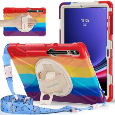 Imagem de BRAECNstock Capa infantil para Samsung Galaxy Tab S10+ Plus/S9 FE+ Plus/S9+ Plus/S8+ Plus/S7 FE/ S7+ Plus 5G 31.5 cm capa protetora à prova de choque com suporte de caneta giratório alça de mão e